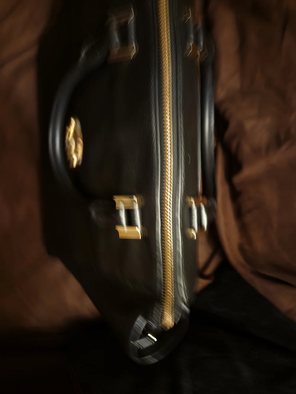 Michael Kors Black Leather Satchel with Gold Hardware